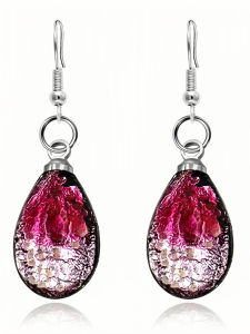 Colorful Glass Earrings Fluorescent Womens Ethnic Style Fashion Jewelry Kins Brand Vintage Court Style Heart/Droplet/Bell Pattern