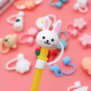 Tutup Sedotan Karakter Lucu Bahan Silicone Anti Debu
