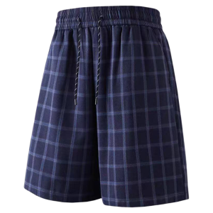 OUMULONG | Moisture Wicking Dark Blue Check Shorts