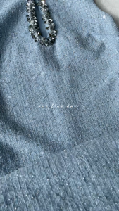 MG127BL-0424 : มินิเดรสสีฟ้า Blue Sequin Boucle Dress