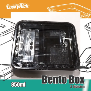 LuckyRich - Bento Box 3 division 25/50/100pcs Plastic Food Container with lid cover