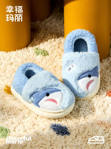 CheerfulMario | Shark Design Warm Cotton Shoes For Children With Wrap Around Heel