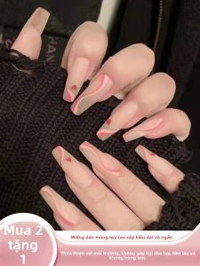 MONLEYTA | Nhựa giả móng tay thời trang mùa thu đông mới 2025 Nhựa giả móng tay thủ công ngắn dài vừa phải Móng vuông tròn