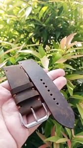 Strap Tali Jam Tangan Kulit Sapi Selapis Cokelat Bergaransi 1 Tahun