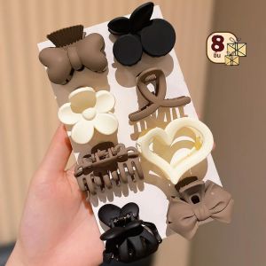 ชุดกรงเล็บผมเด็กผู้หญิง 8 ชิ้นโบว์ดอกไม้และรูปหัวใจกิ๊บติดผมแฟชั่นสําหรับสวมใส่สบายๆทุกวันเครื่องประดับผมสาวน่ารัก