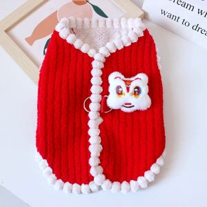 New Years Cotton Jacket for Dogs And Cats Autumn Winter Style Warm Vest Small Dogs Pet Clothes Casual Style Dogbaby Brand