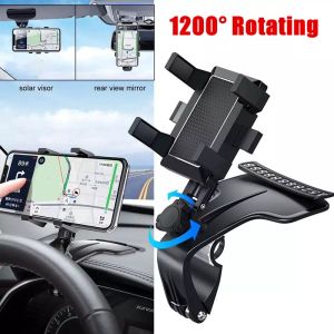 Car Phone Holder Rotate 1200° Degree Mobile Phone Holder Clip Multi-function Dashboard