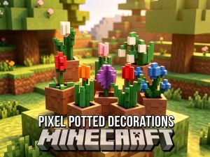 Pixel Art Potted Plant Desktop Figurine 14cm Pre-Assembled Glow-in-the-Dark Flower Building Block Statue Gaming Room Decor Cute Office Desk Accessories for Gamers & Pixel Fans