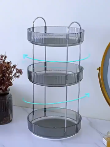 Rak Kosmetik Putar 360 Derajat Aesthetic 2 Susun Tempat Make Up Rak Perhiasan Gelang