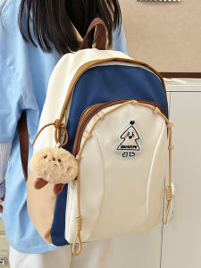 กระเป๋าเป้สะพายหลังผ้าไนลอนความจุขนาดใหญ่สำหรับนักเรียนมัธยมปลายและมัธยมต้น สไตล์เกาหลี กระเป๋าสะพายไหล่แบบสองข้าง ปิดด้วยซิป