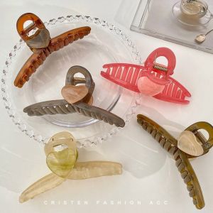 Kẹp tóc  gấp tóc càng cua hình tim acrlyc mẫu lớn