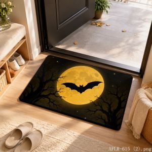 VIKAMA Gothic Bat Doormat Non-Slip and Easy-to-Clean Welcome Mat Halloween Party Indoor and Outdoor Entryway Decorative Rug