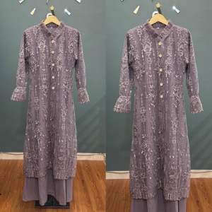 Ziva Dress Outer Lepas Pasang Jumbo Ld 130 cm Bahan Tile Premium Full Payet Dijahit Tangan Dalam Ceruty Babydoll Mewah Dan Elegan