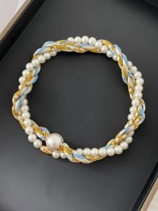 CAIENGE | Magnetic Clasp Pearl Necklace & Thin Silk Scarf for Women