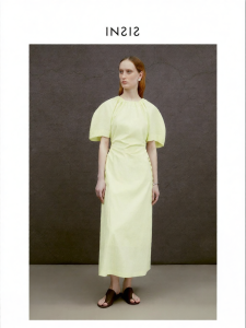 INSIS FEMME | Retro Long Staple Cotton Dress Summer Puff Sleeves Adjustable Waist Cut Out