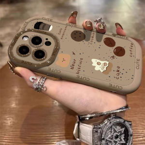 Cute Cartoon Bear Biscuit Silicone Phone Case Full Cover Shockproof for Vivo X100 X90S X80Pro X70T X60Pro X30 Soft Female Design