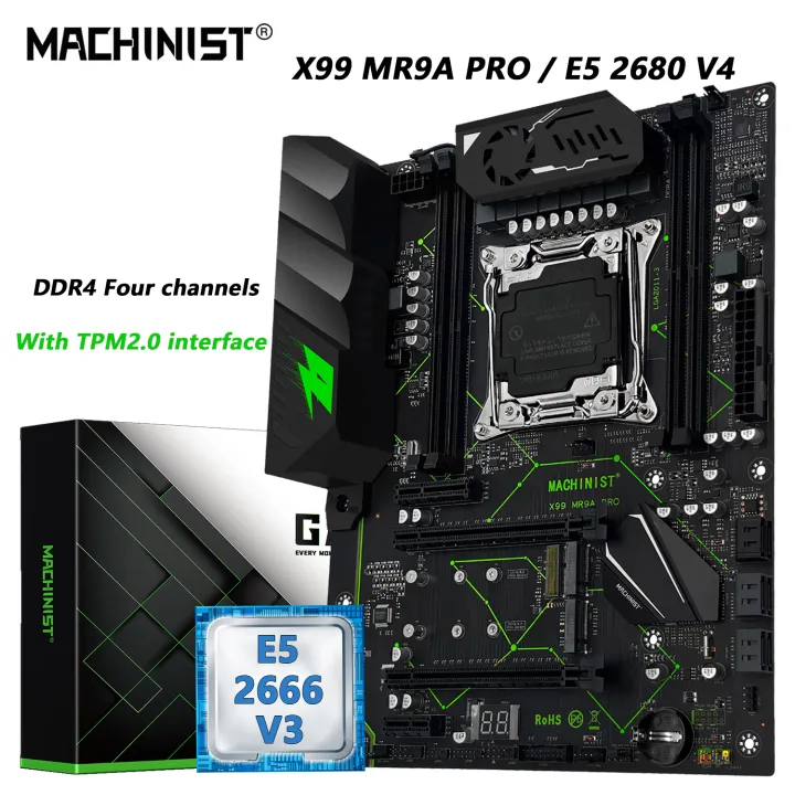 MACHINIST X99 MR9A PRO Motherboard,TPM2.0 Interface Optional Xeon E5 2666 V3 CPU And DDR4 16GB RAM Kit Set Four Channel ATX