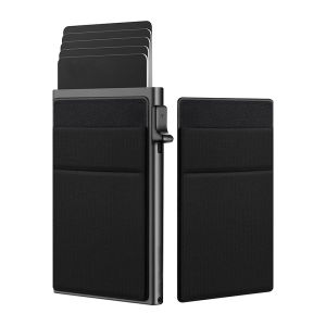 QuXis 2023 High Quality Anti-theft RFID Blocking Side Push Pop-Up Aluminum ID Credit Card Holder Business Wallet for Men Minimalist Design Card Box