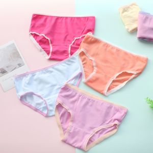 6Pcs/Lot Random Delivery Girls Briefs Panties Underwear Solid Cotton Panties 2-12Years