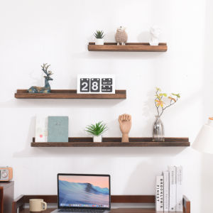 Single Shelf Storage Rack Punch-Free Solid Wood Wall-Mounted Bookshelf Partition Bedroom Wall Bookshelf Living Room TV Wall Decoration
