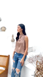 MASCOT Blouse Wanita Tanpa Lengan Bahan Silk Premium