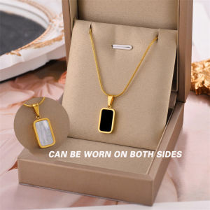 Nasasangla original Saudi Gold 24k Ladies necklace Black Brand White Shell Double Sided Pendant Lasting