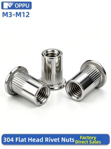 OPPU | 304 Stainless Steel Flat Countersunk Grooved Rivet Nuts