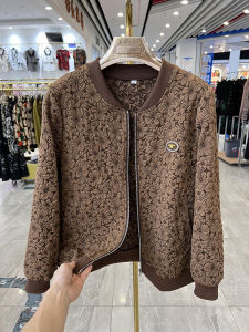 Fashionable Mommy Baseball Jacket Open Cardigan Short Autumn Wear New Style Loose Age-Defying Coat for Middle-Aged And Elderly