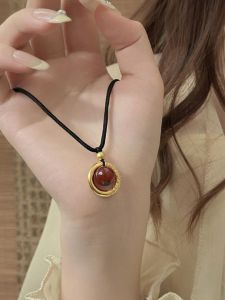 Love Bean Peace Lock Necklace Woven Cotton for Women Friend New Chinese Style Fashion Jewelry Alloy Pendant Keychain Pendant