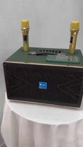 Loa xách tay Bluetooth5.0 chính hãng AZPROAZ-388 Bass 15-9  đường tiếngThùng gỗ bọc da kèm 2 Micro vỏ kim loại sóng UHF hát Karaoke nhẹ