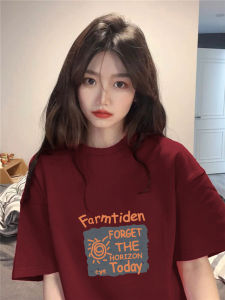 เสื้อยืดคอกลมแขนสั้นผ้าฝ้ายแท้สำหรับผู้หญิงในช่วงฤดูร้อน เสื้อยืดทรงหลวมสบายๆ สำหรับผู้หญิงไซส์ใหญ่ ปกปิดหน้าท้อง เสื้อชั้นใน