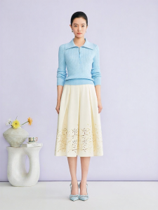 Zip Front Sweater Collar Merino Wool Linen Blend