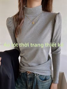 MiiOW | Áo thun tay dài phong cách thiết kế nhỏ dành cho nữ mùa thu đông cổ cao thường ngày chất liệu polyester và lanh dài tay