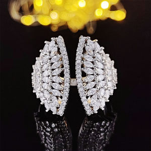 Hợp Thời Trang Vỏ Sò Màu Bạc Nhẫn Nữ Thời Trang Dễ Thương Mở Nhẫn Đính Đá Cubic Zirconia Cổ Điển Phong Cách Cocktail Đảng Tặng Bộ Trang Sức