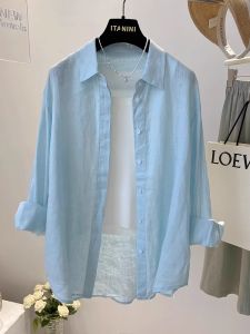 LUOSHAO | Loose Fit Slimming Sun Protection Linen Shirt