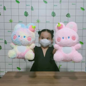 THÚ BÔNG THỎ 2 IN 1 THÚ BÔNG THỎ BUNNY DÂU TÂY LÔNG MỊN CAO CẤP NHIỀU MÀU