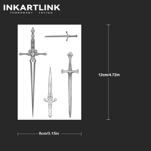 Sword Temporary TattooLasts To 15 Days New Technology Magic Waterproof Semi Permanent StickerFor Mens Holiday Parties.