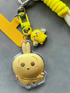 WaterPearl 999 Gold Keychain Mobile Phone Accessory Chiikawa Chiiki Small Eight Uzaki Keychain Phone Pendant Gold Plated