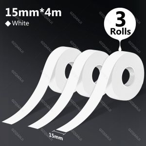 3pcs Continuous Label Paper 15mm x 4m fit for P12 P15 D30 Q30 Thermal Printer Waterproof Self Adhesive Label Maker Sticker