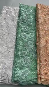 2026 New Style African Party Wear Champagne Gold Mesh Lace Fabric Sequin Embroidery Beaded French Net Lace
