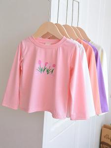 Áo Thun Dài Tay Mỏng Cho Bé Gái Mùa Xuân Thu Áo Lót Bên Trong Thời Trang Trẻ Em Phong Cách Hàn Quốc Cotton Polyester