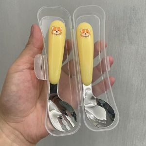 Baby Spoon Fork Set Childrens Tableware Stainless Steel 316 Baby Feeding Utensils Toddler Cutlery Set Independent Eating