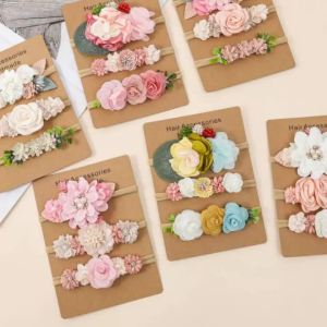 Baby Girl Headband Set Cute Baby Elastic Hair Band Flower Toddler Headbands Headwear Kids Accessories 3pcs/set