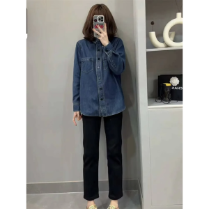 Trendy Elegant French Designed Casual Denim Shirt Jacket