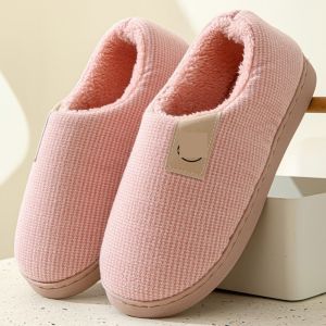 Thick Bottom Cotton Slippers Indoor Warm Anti-Slip Fleece Lined Mens Winter Home Use for Elderly People Rubber TPR Sole