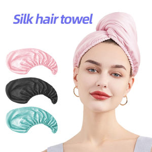 Double Sided Usable Lady Dry Hair Cap - Silk Satin Soft Microfiber Shower Hair Towel for Fast Drying