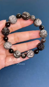 [ 现货 ]银曜石狐仙手串Silver Obsidian Fox Bracelet｜  聚贵人 ✦ 招生意 ✦ 助事业｜