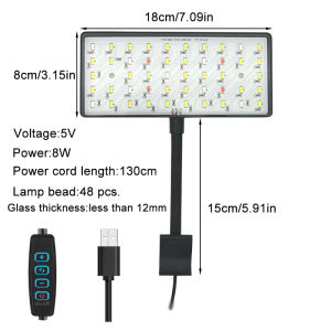 USB Aquarium LED Light Full Spectrum Aquatic Plant Grow Lamp Fish Tank Adjustable Brightness Dimmable 360° Rotatable Light 8W
