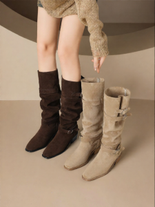 Josiny | Over The Knee Long Boots Retro Suede High Heel Autumn New