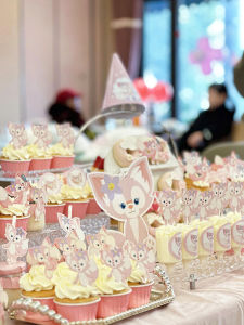 Pink Fox Dessert Table Decoration Stickers for Birthday Girls First Year Anniversary Celebration Lina Bell Celebrity Endorsed